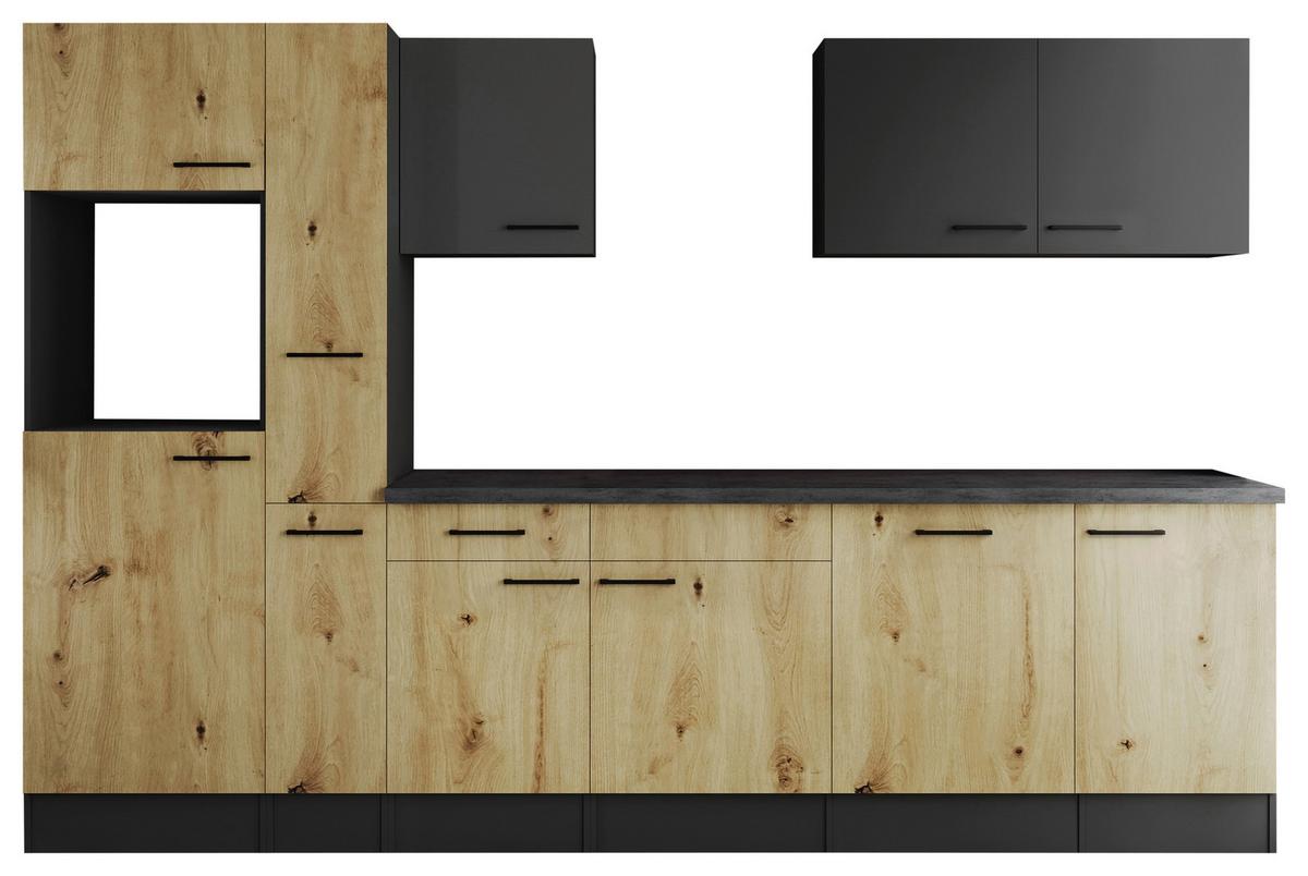 Küchenleerblock Oliver Grau, Artisan Dekor B: 310 Cm - Eiche Artisan/Grau, Design, Holzwerkstoff (310cm) - Respekta
