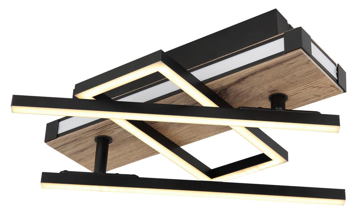 LED-Deckenleuchte 67299d2 - Dunkelbraun/Opal, Design, Holzwerkstoff/Kunststoff (68/46/12cm) - Globo