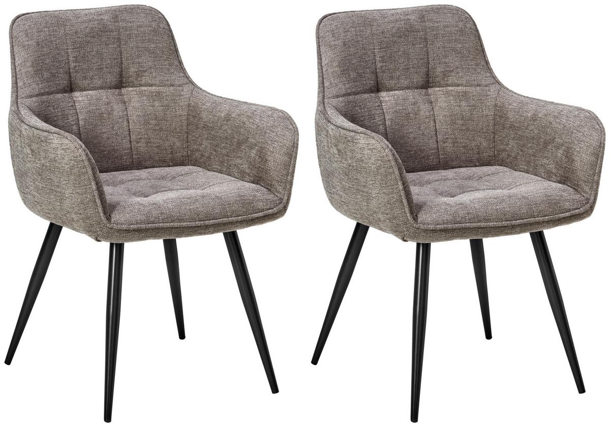 Armlehnstuhl-set Leicester - Schwarz/Braun, LIFESTYLE, Textil/Metall (57/84/60cm) - MID.YOU