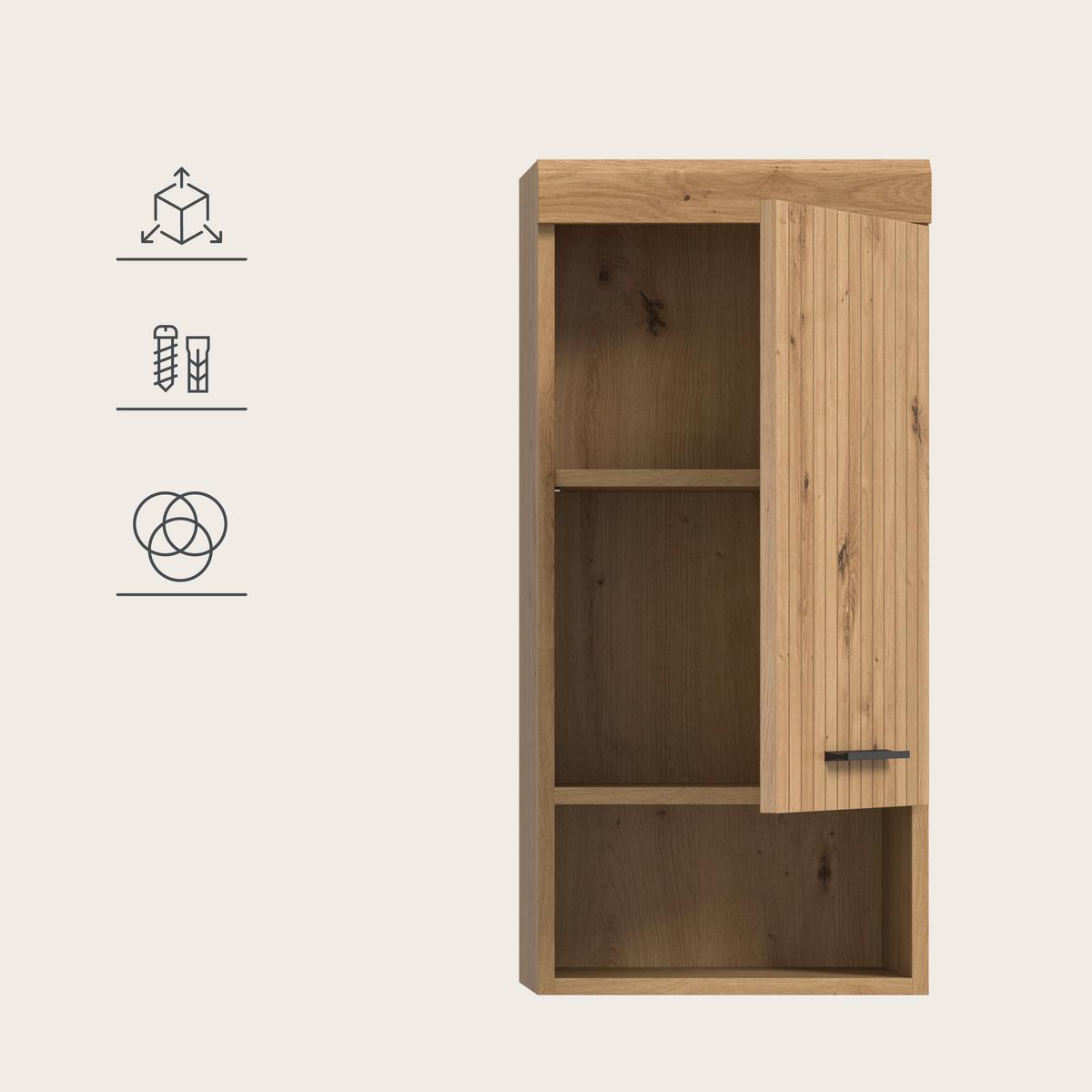 Hängeschrank Scout Eiche Artisan Dekor B: 37cm - Eiche Artisan, Trend, Holzwerkstoff (37/79/24cm) - MID.YOU