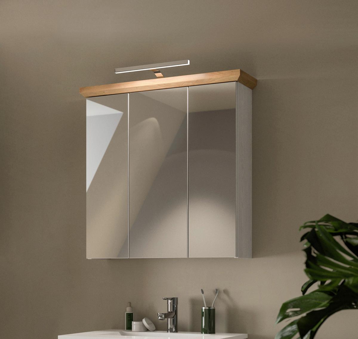 Spiegelschrank Verona Lärchefarben B: 69cm - Lärchefarben, Trend, Glas/Holzwerkstoff (69/71/21cm) - MID.YOU