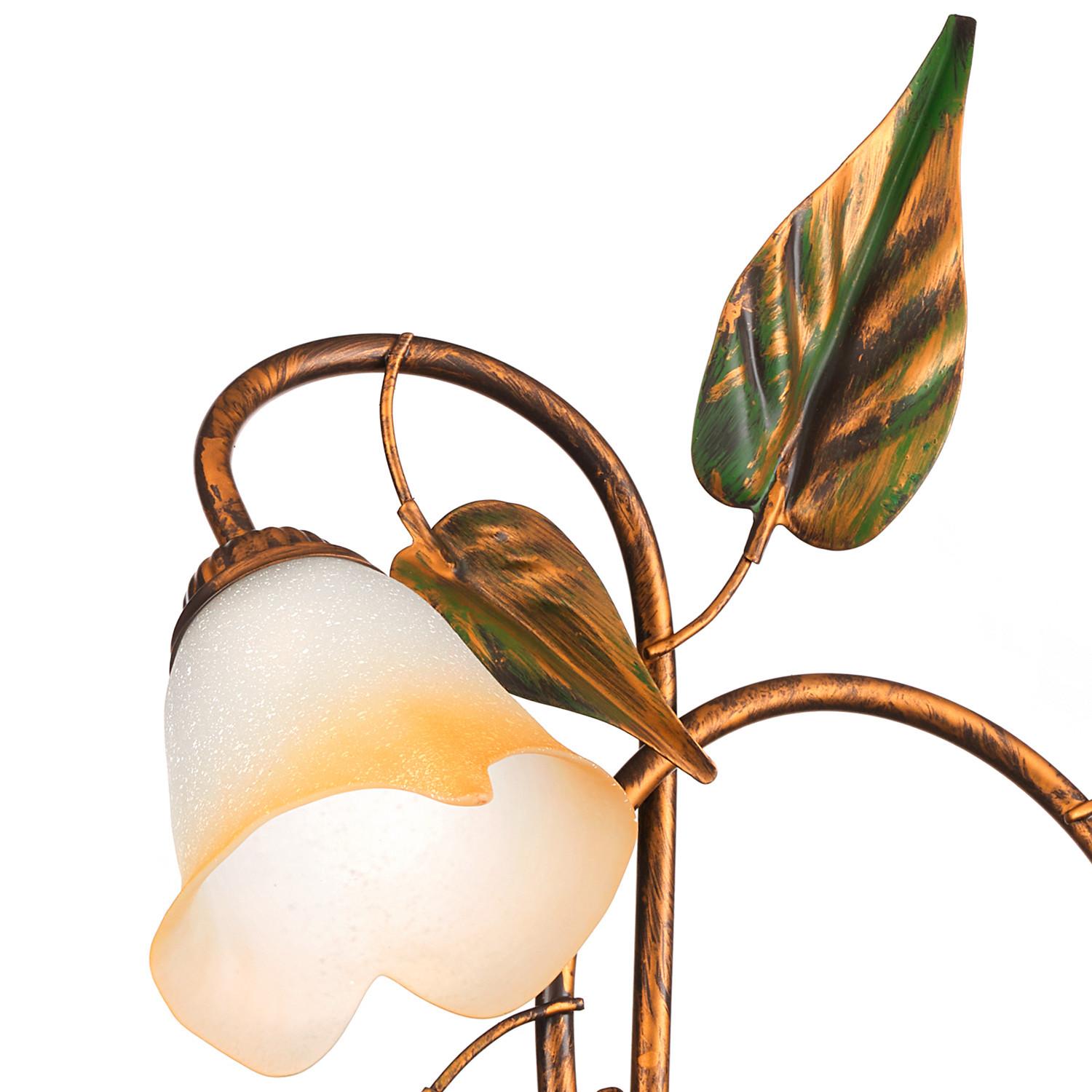Wandleuchte 4620/ap2 - Bronzefarben/Olivgrün, Natur, Glas/Metall (40/48cm)
