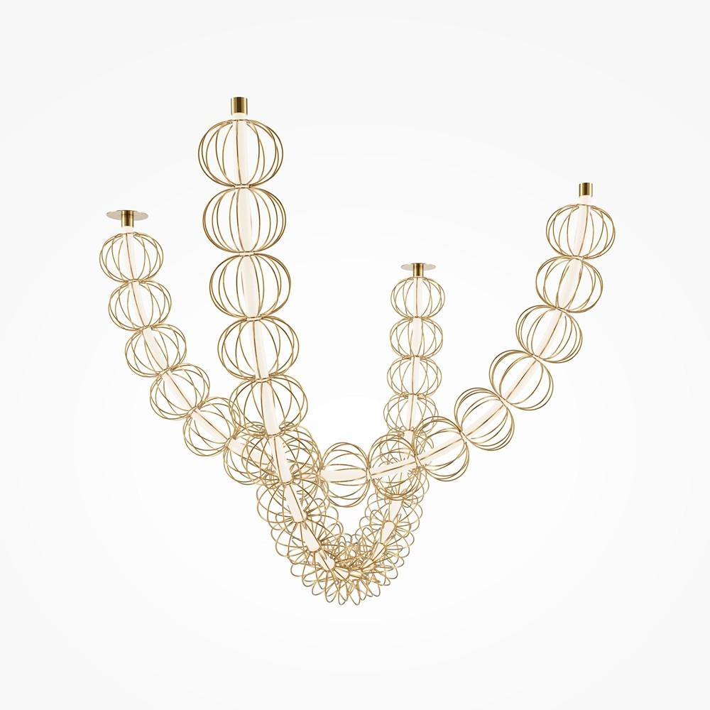 PENDELLEUCHTE GOLDEN CAGE - Goldfarben, MODERN, Metall (153,7/32/84cm) - MAYTONI