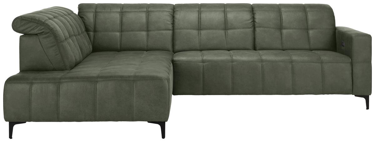 Rohová sedačka PANAMA, ľavá, olivovozelená - olivovozelená/čierna, Konventionell, kov/textil (216/304cm) - Premium Living