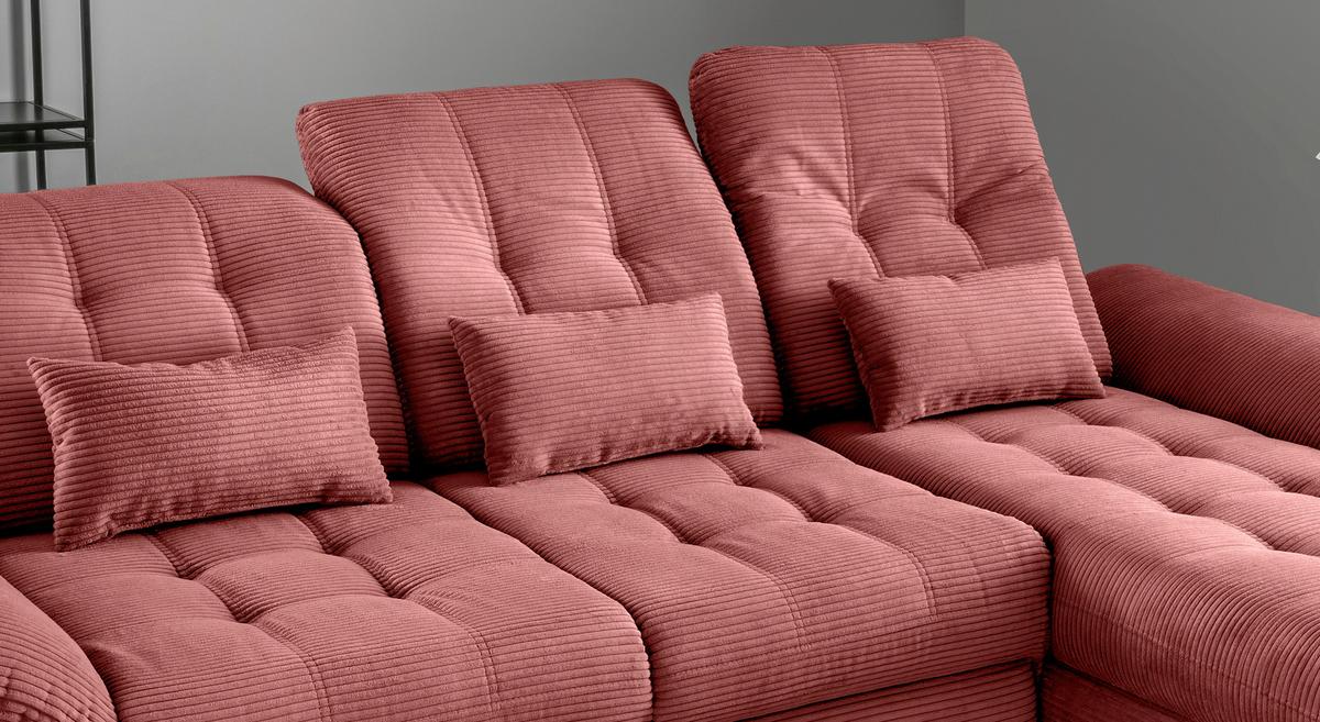 Eckschlafsofa Delphino Koralle S: 273x189 cm - Koralle/Schwarz, MODERN, Textil (273/189cm) - Livetastic