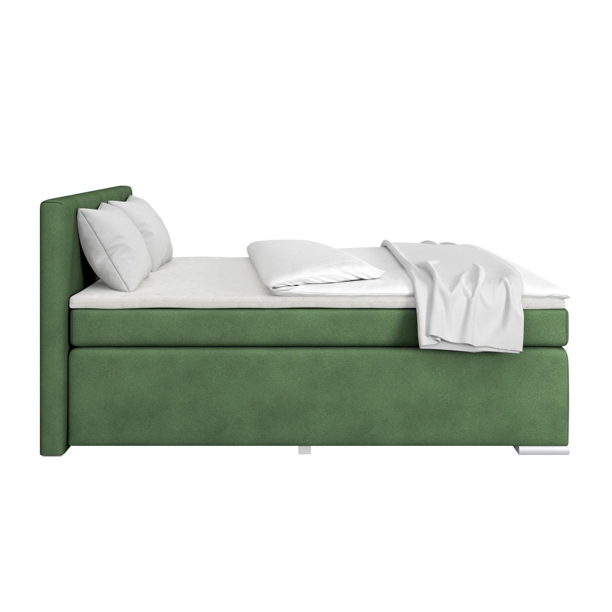 Boxspringbett Mira Boucle Dunkelgrün,lf:160x200cm - Dunkelgrün/Perlmutt, KONVENTIONELL, Holz/Textil (160/200cm)
