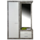 Garderobe Malta - Weiß/Grau, MODERN, Holzwerkstoff (130/196,8/36cm)