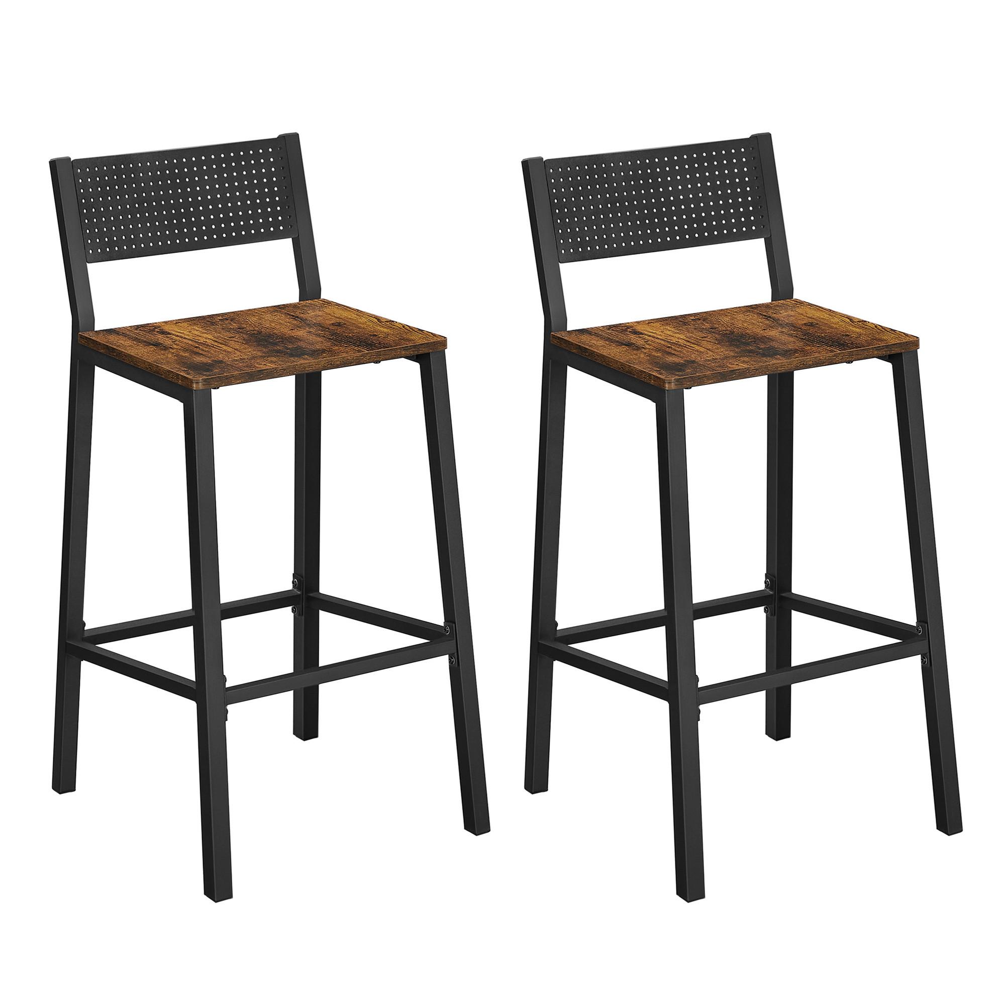 Barhocker-set 2-teilig Vasagle, Braun, Schwarz - Schwarz/Braun, Basics, Holzwerkstoff/Metall (43,1/97,2/50,7cm) - Boxxx