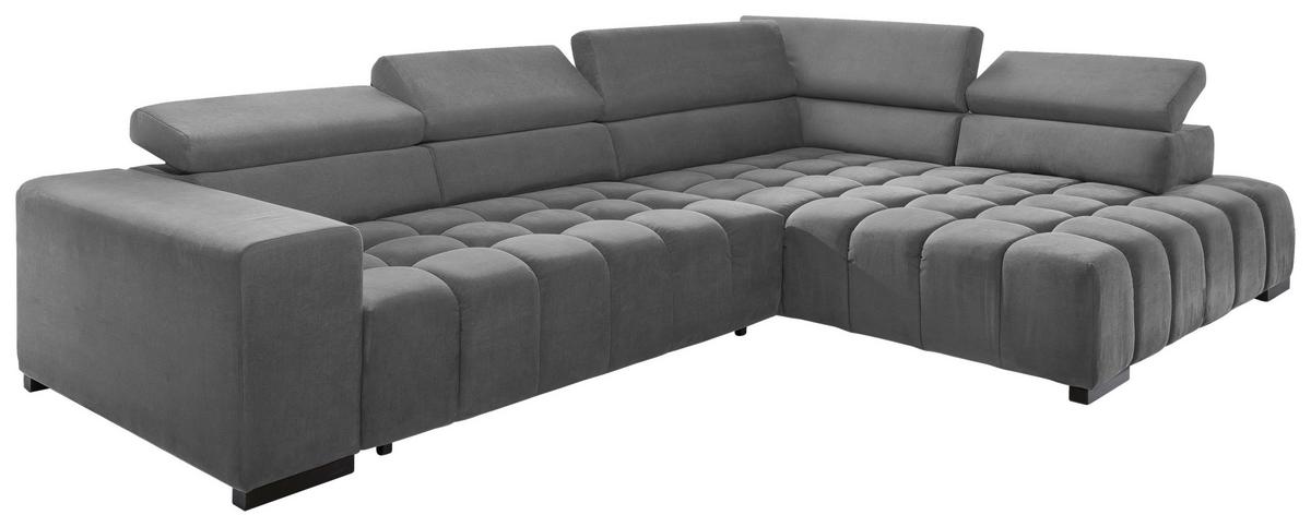 Eckschlafsofa Elias Neu Grau S: 307 cm - Schwarz/Grau, Design, Textil (307/201cm) - Livetastic