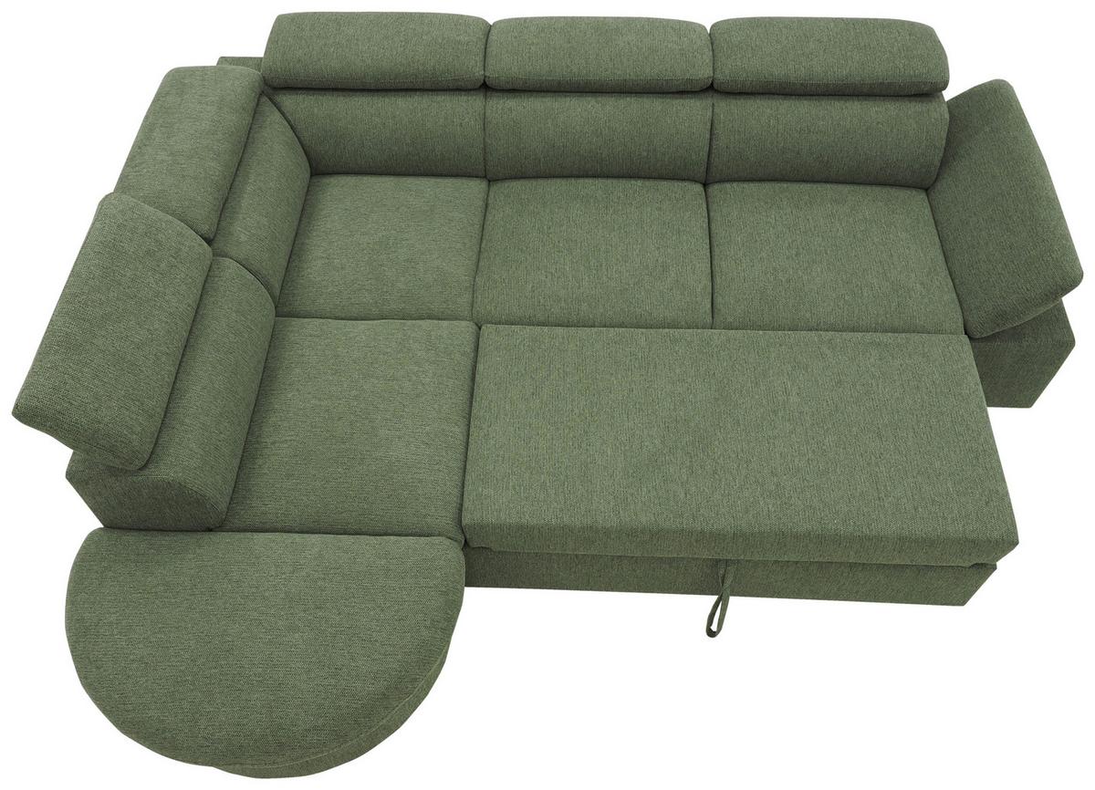 Ecksofa Firenze - Schwarz/Olivgrün, Basics, Textil (219/265cm) - MID.YOU