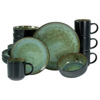 Kombiservice Nordic Fjord Grün, Schwarz L: 38 Cm - Schwarz/Grün, Basics, Keramik - Creatable