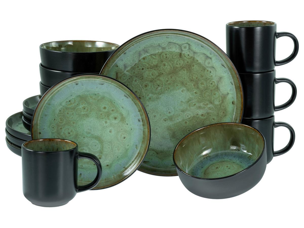 Kombiservice Nordic Fjord Grün, Schwarz L: 38 Cm - Schwarz/Grün, Basics, Keramik - Creatable