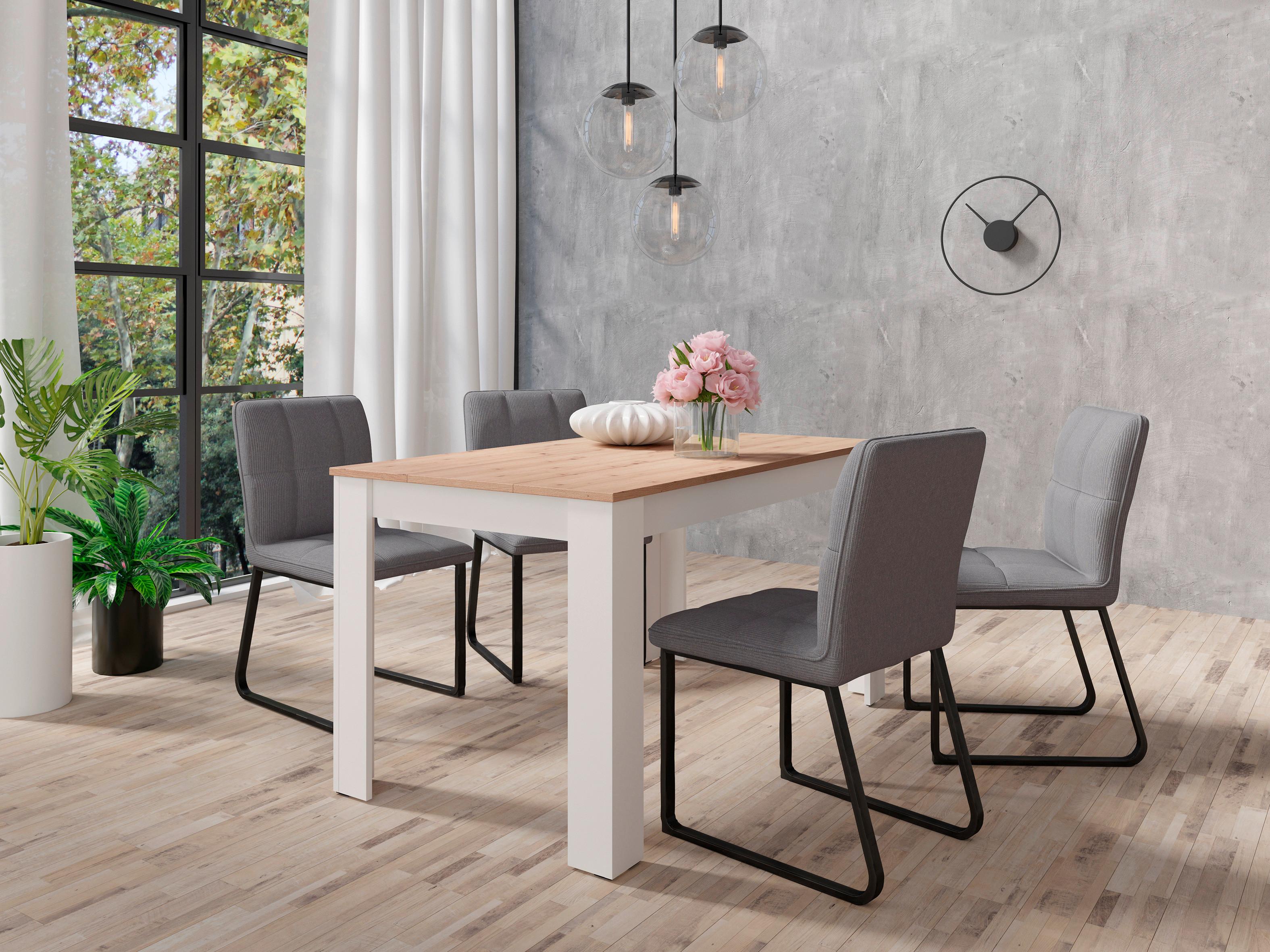 Esstisch Nori Eiche Artisan/Weiß B: 80 cm - Weiß/Eiche Artisan, LIFESTYLE, Holzwerkstoff (120/80/75cm) - MID.YOU