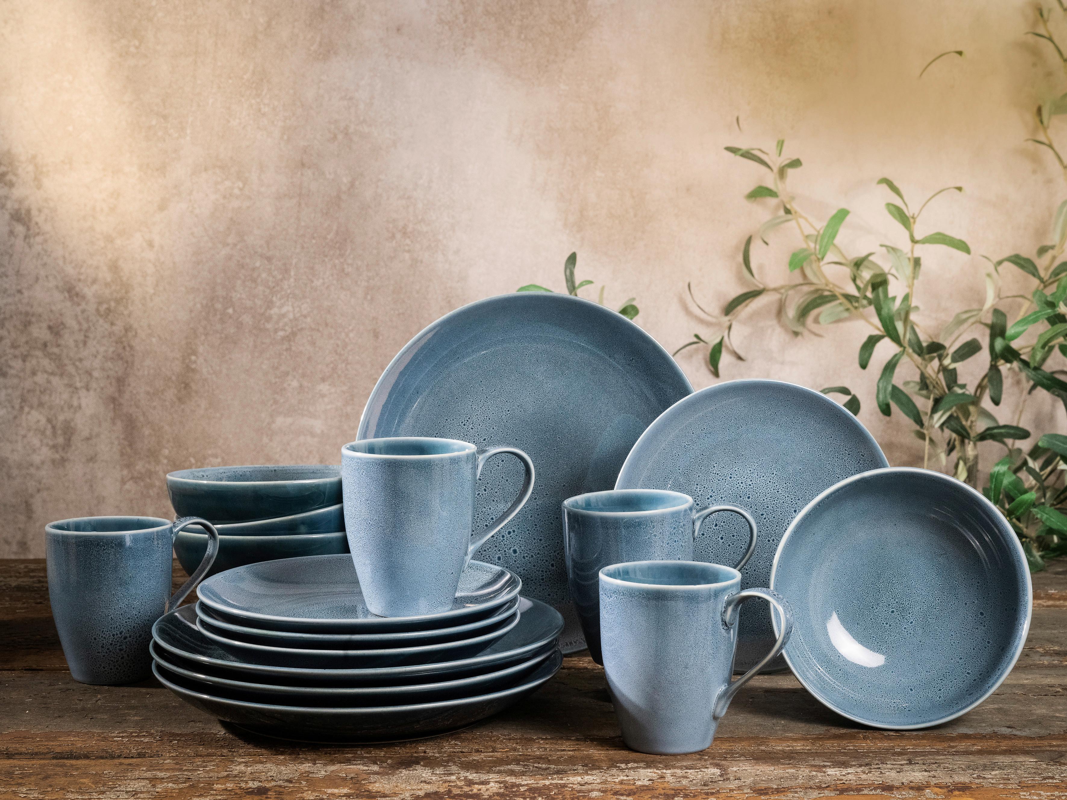 Kombiservice Steinzeug 4 Personen Geschirr Set Blau - Blau, Keramik (34/31/33cm) - Creatable