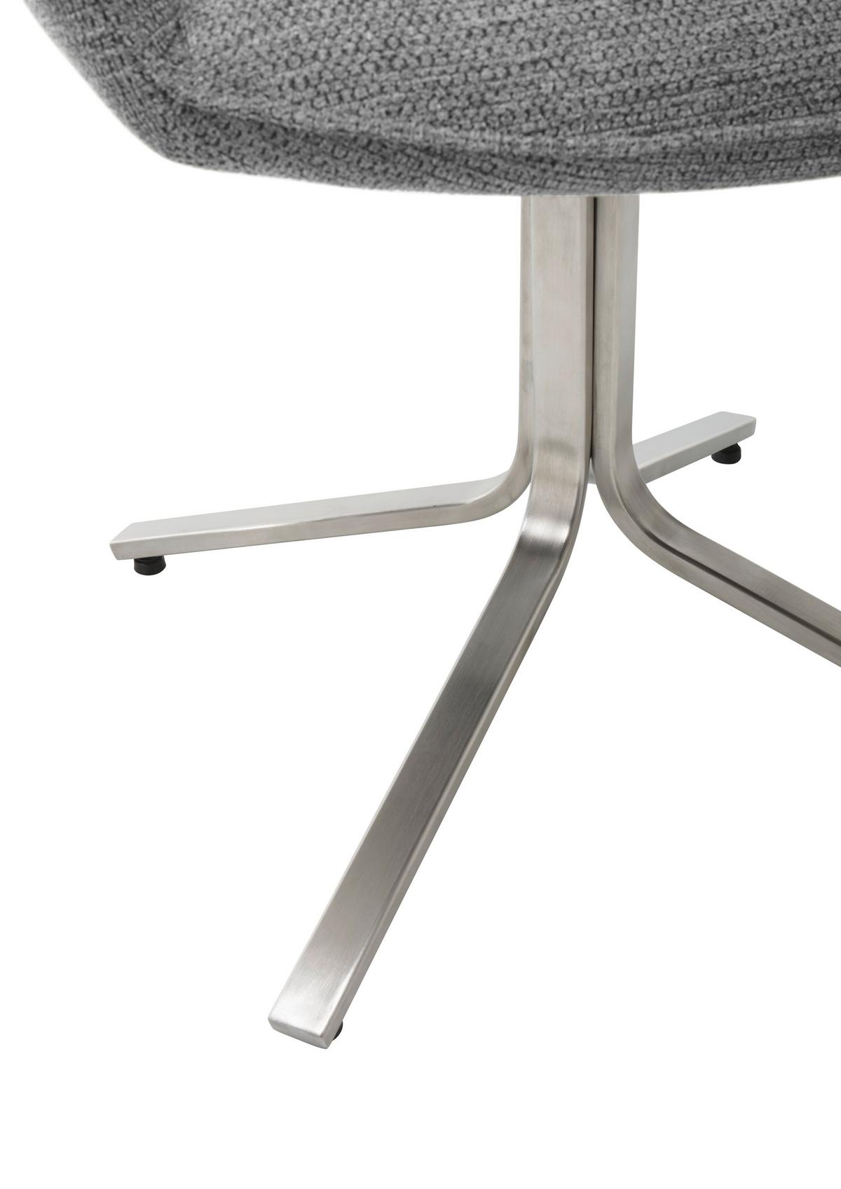 Židle s područkami Bacares, šedá - šedá/barvy nerez oceli, Lifestyle, kov/textil (62/88/63cm) - Premium Living