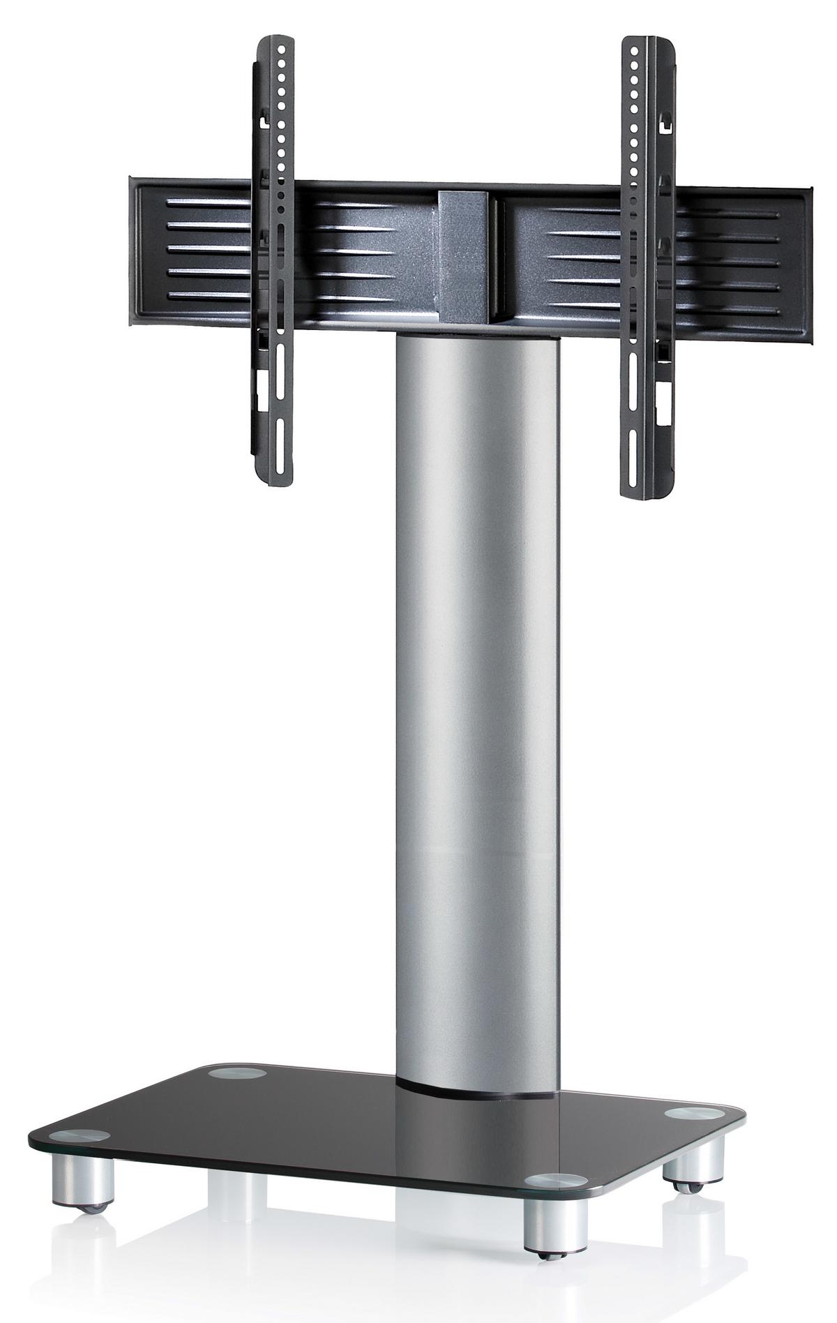 TV-Rack Bis 70" Schwenkbar mit Rollen Tosal Max. 30 Kg - Silberfarben/Schwarz, KONVENTIONELL, Glas/Metall (60/100/44cm) - MID.YOU