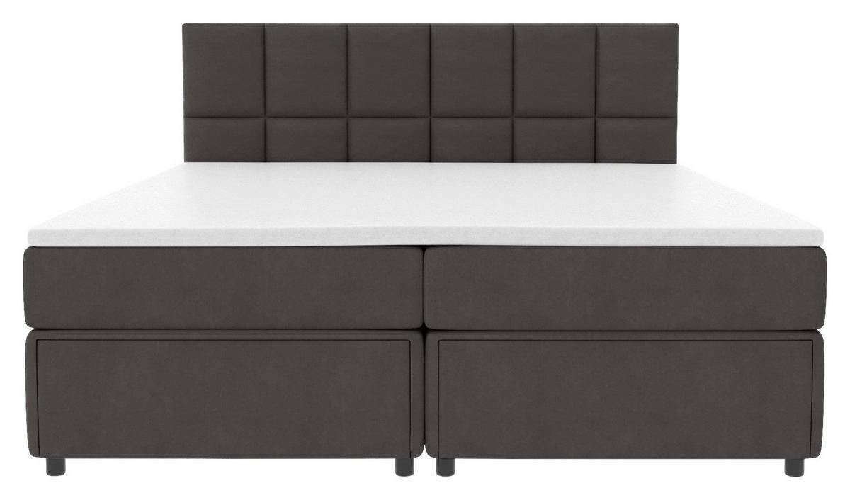 Boxspringbett Garda mit Topper 160x200 - Dunkelgrau/Schwarz, KONVENTIONELL, Holzwerkstoff/Textil (160/200cm)