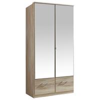 Drehtürenschrank Mit Spiegel 90cm Imago, Sägerau Dekor - Eichefarben, KONVENTIONELL, Glas/Holzwerkstoff (90/199/58cm) - MID.YOU