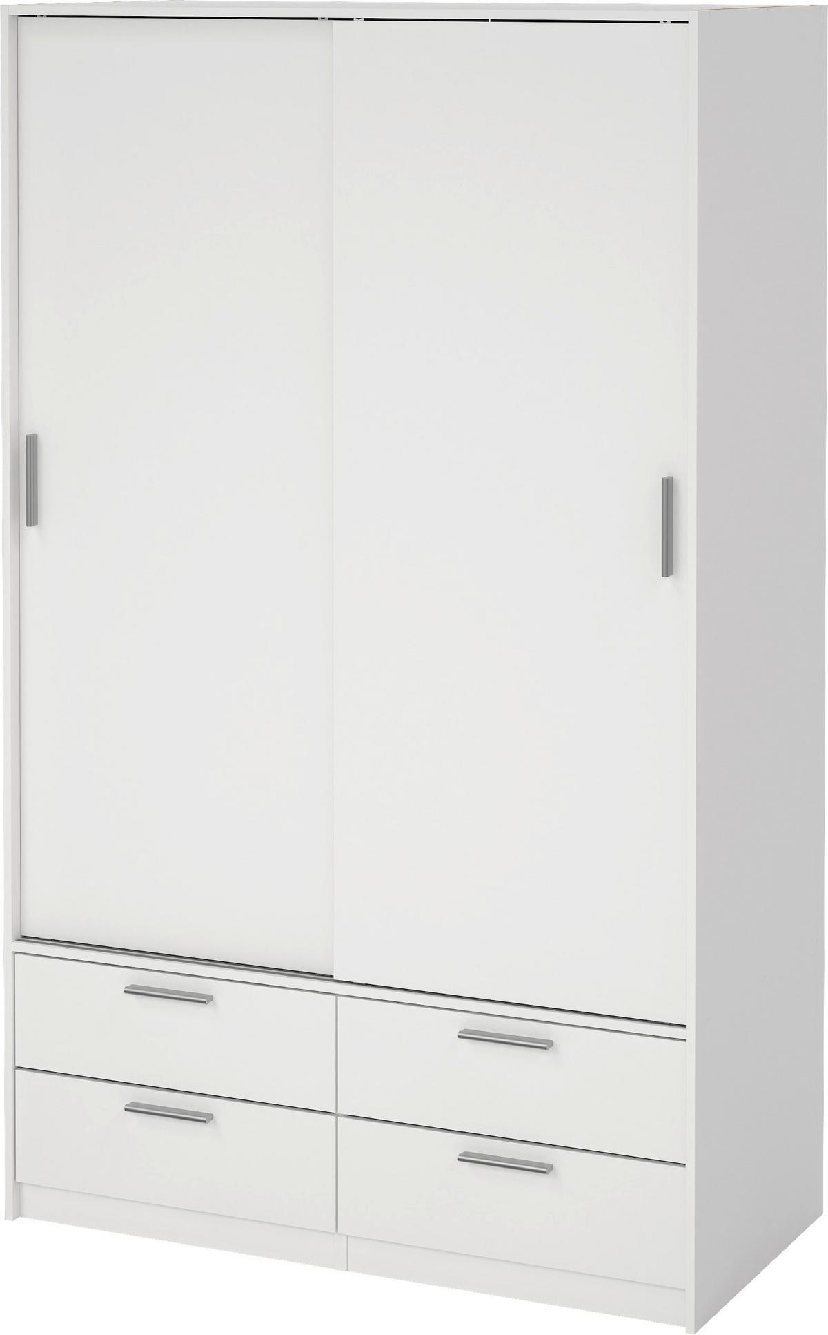 Schiebetürenschrank Line Weiß, B: 121,2 cm - Weiß, MODERN, Holzwerkstoff (121,2/200/60,3cm) - MID.YOU