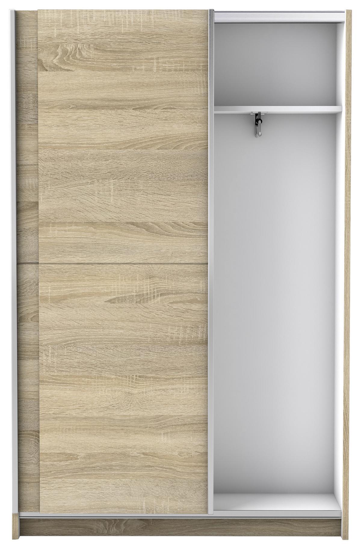Schwebetürenschrank 125 cm Slim, Sonoma Eiche Dekor - Eichefarben, Basics, Holzwerkstoff (125/195,5/38cm) - P & B