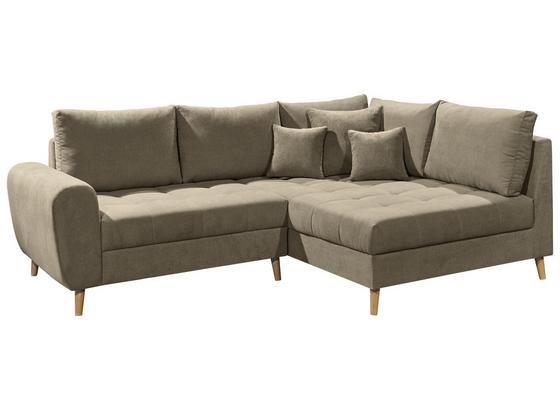 Ecksofa mit Holzfüßen + Kissen Alice, Webstoff - Sandfarben/Kieferfarben, KONVENTIONELL, Holzwerkstoff/Textil (249/175cm) - Carryhome Ecksofa mit Holzfüßen + Kissen Alice, Webstoff - Sandfarben/Kieferfarben, KONVENTIONELL, Holzwerkstoff/Textil (249/175cm) - Carryhome