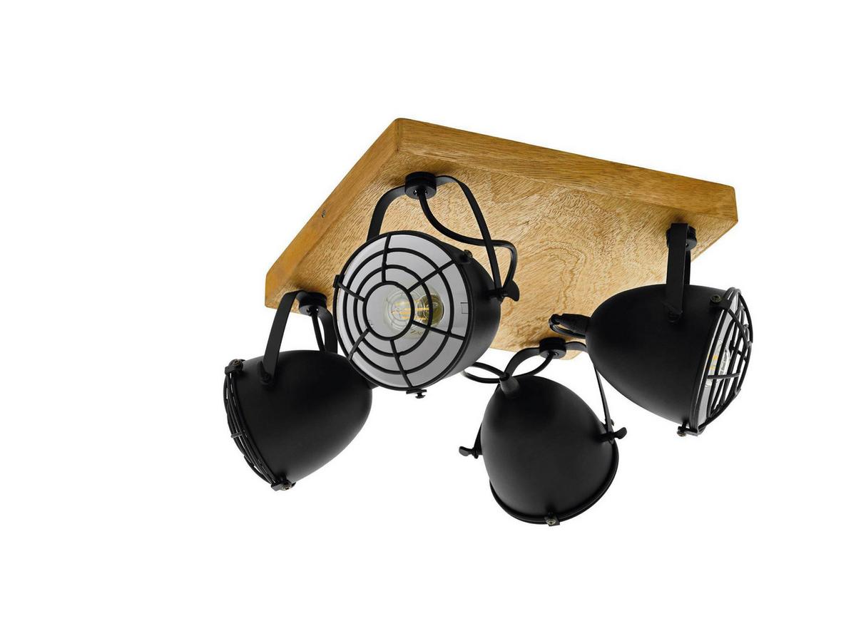 Strahler 49079* Gatebeck - Schwarz/Naturfarben, Natur, Holz/Metall (30/30/20,5cm) - Eglo