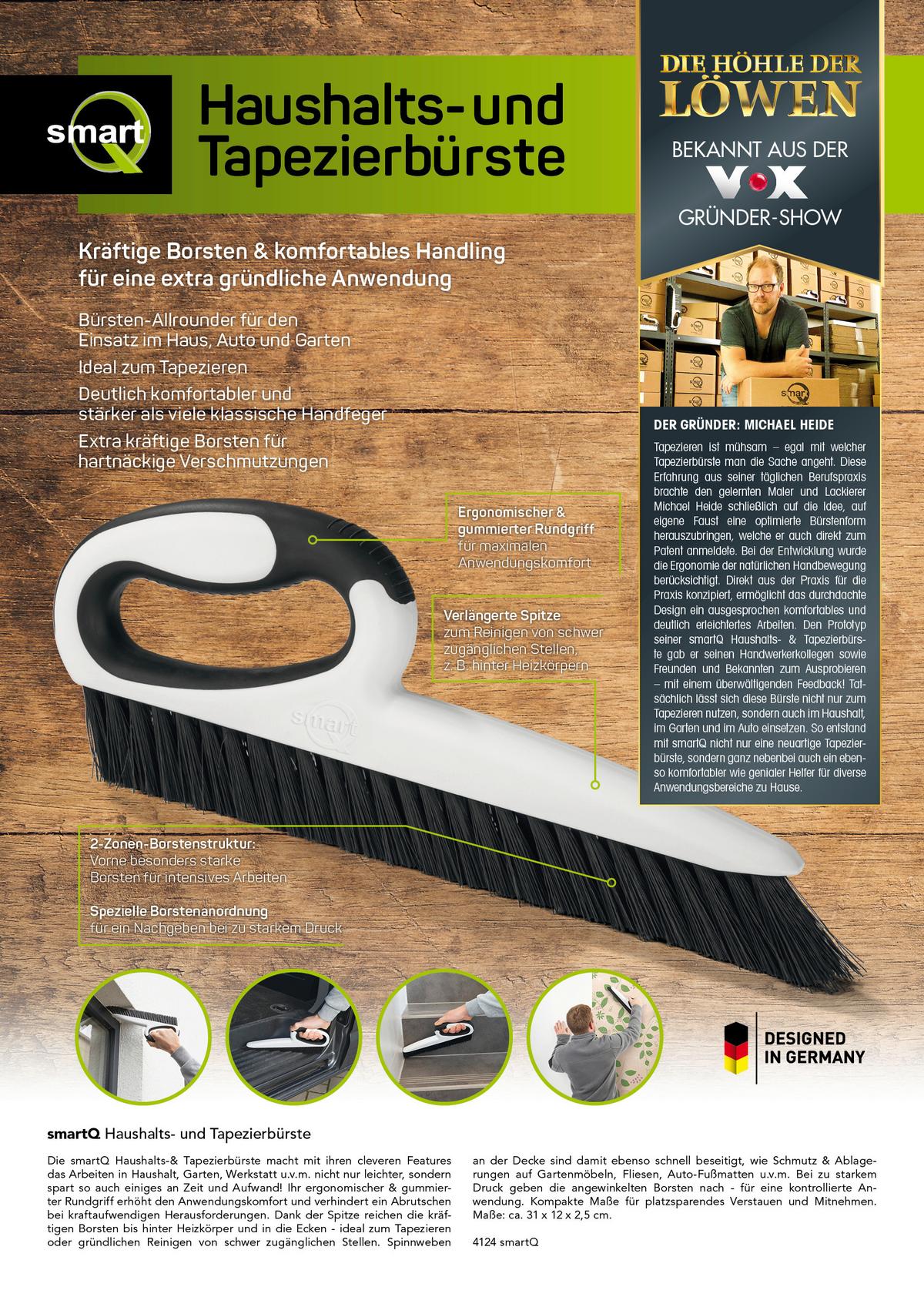 Reinigungsbürste L: 31 cm Gummi Ergonomisch - Schwarz/Weiß, Basics, Kunststoff (31/12/2,5cm)