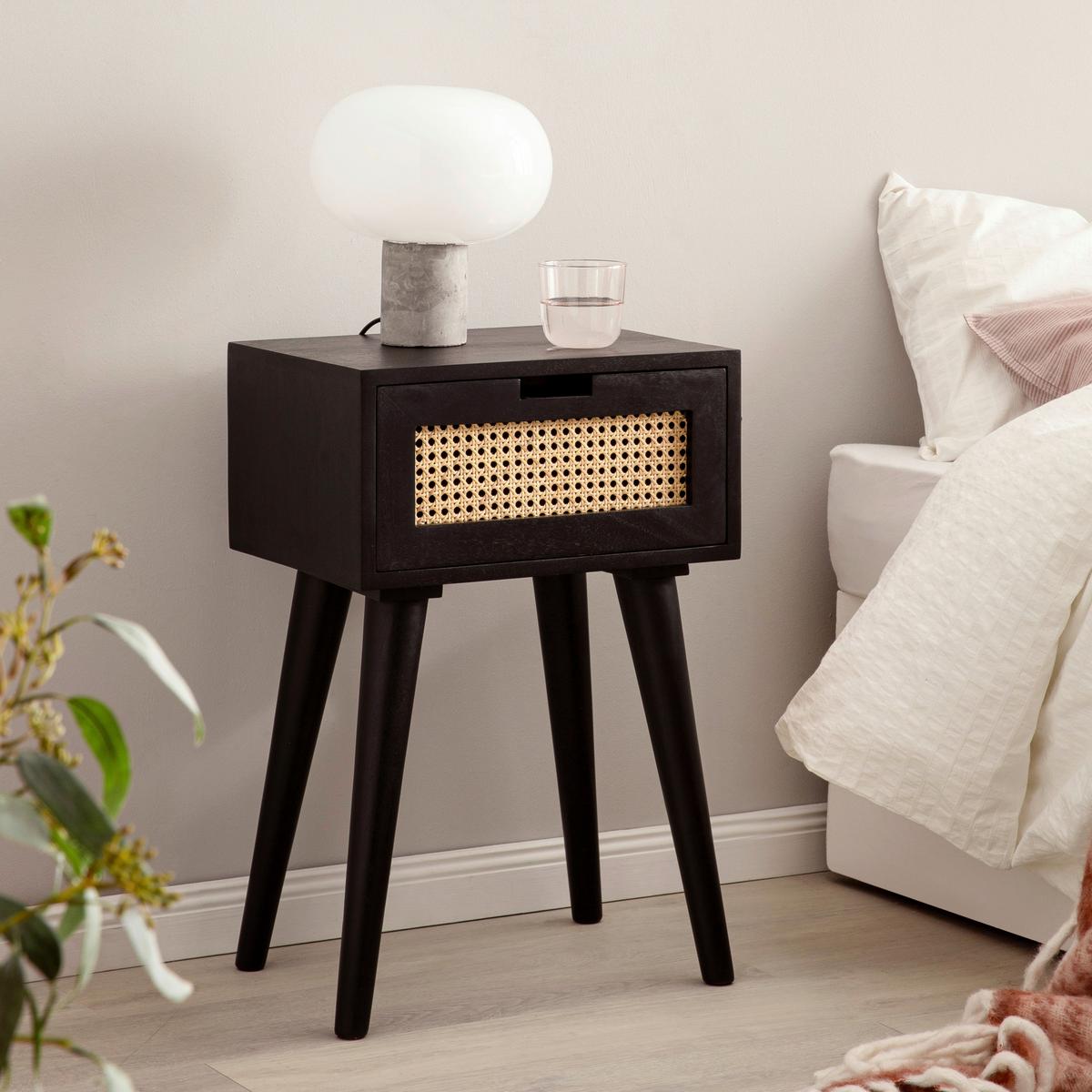 Nachtkästchen Schwarz, B: 40 Cm - Schwarz/Braun, LIFESTYLE, Holz (40/60/30cm) - MID.YOU