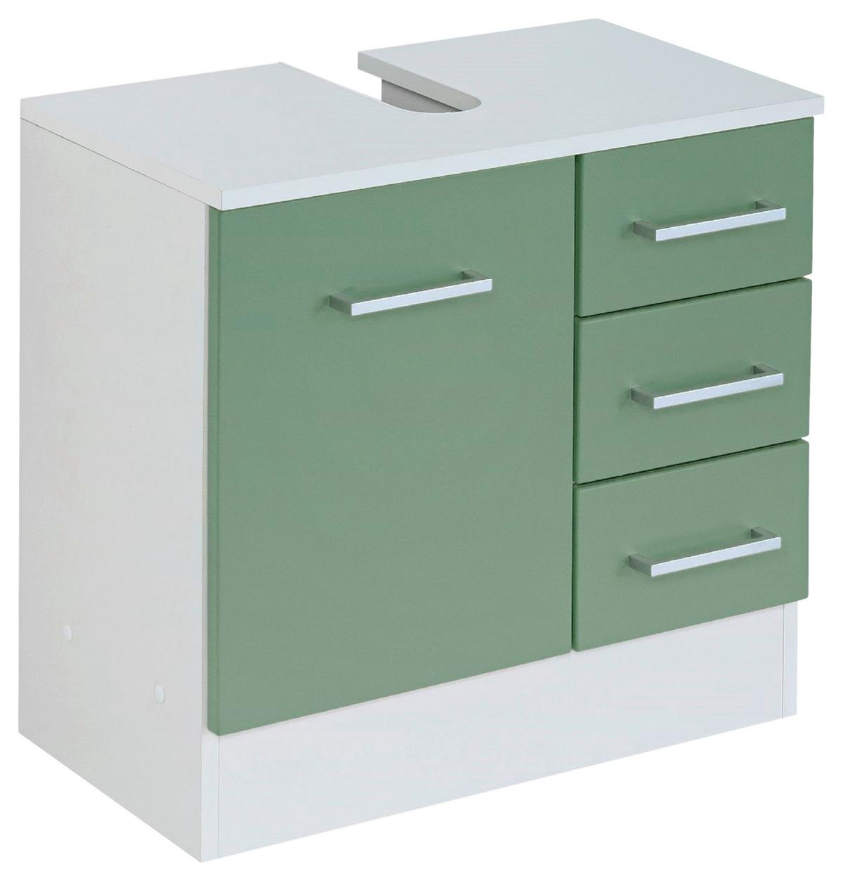 Waschbeckenunterschrank Riga Grün/Weiß B: 60 cm - Weiß/Grün, MODERN, Holzwerkstoff (60/56/35cm) - Held