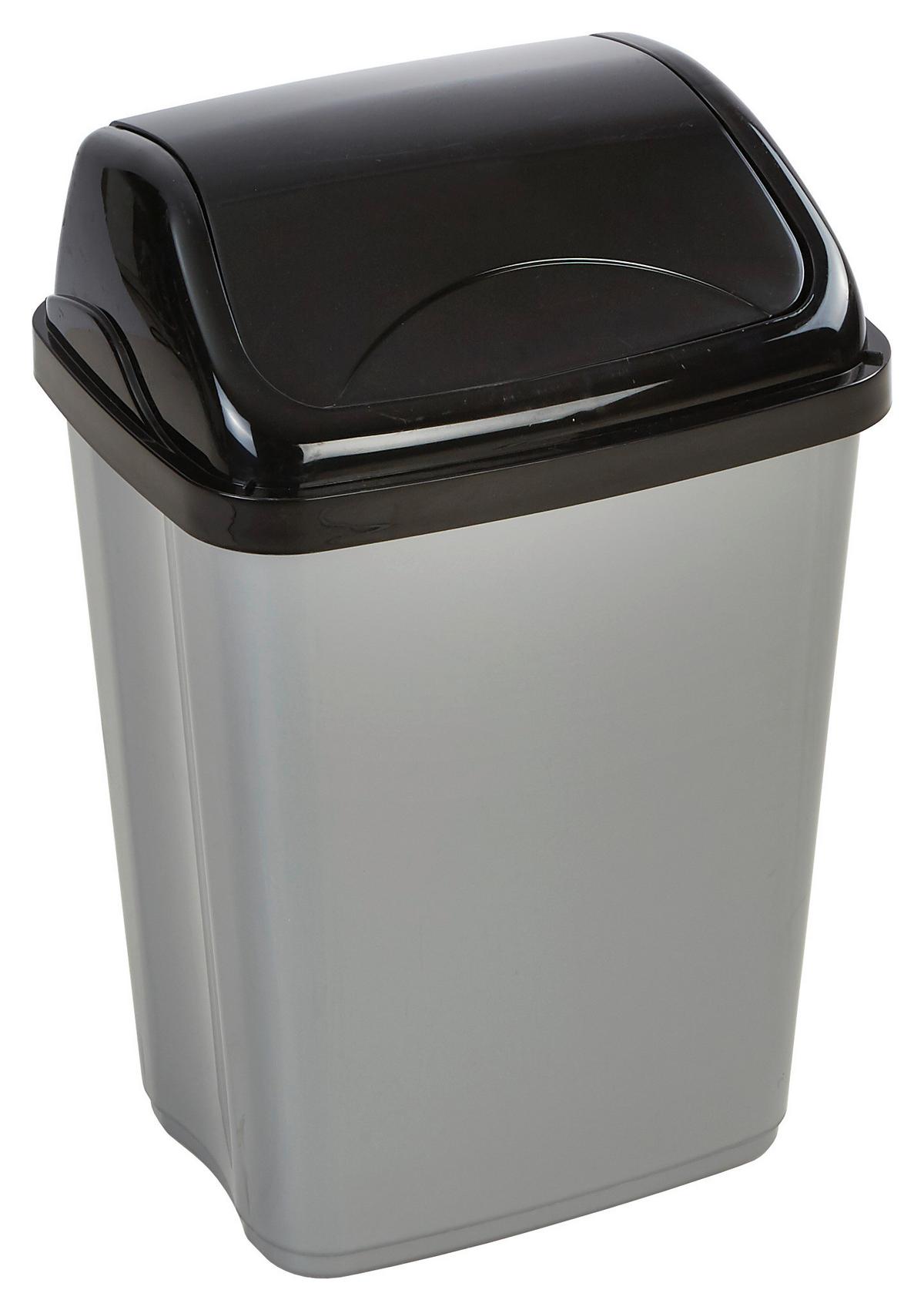 Billenőtetős Szemetes 16 Liter - fekete/szürke, műanyag (23,5/44/30cm) - Homezone