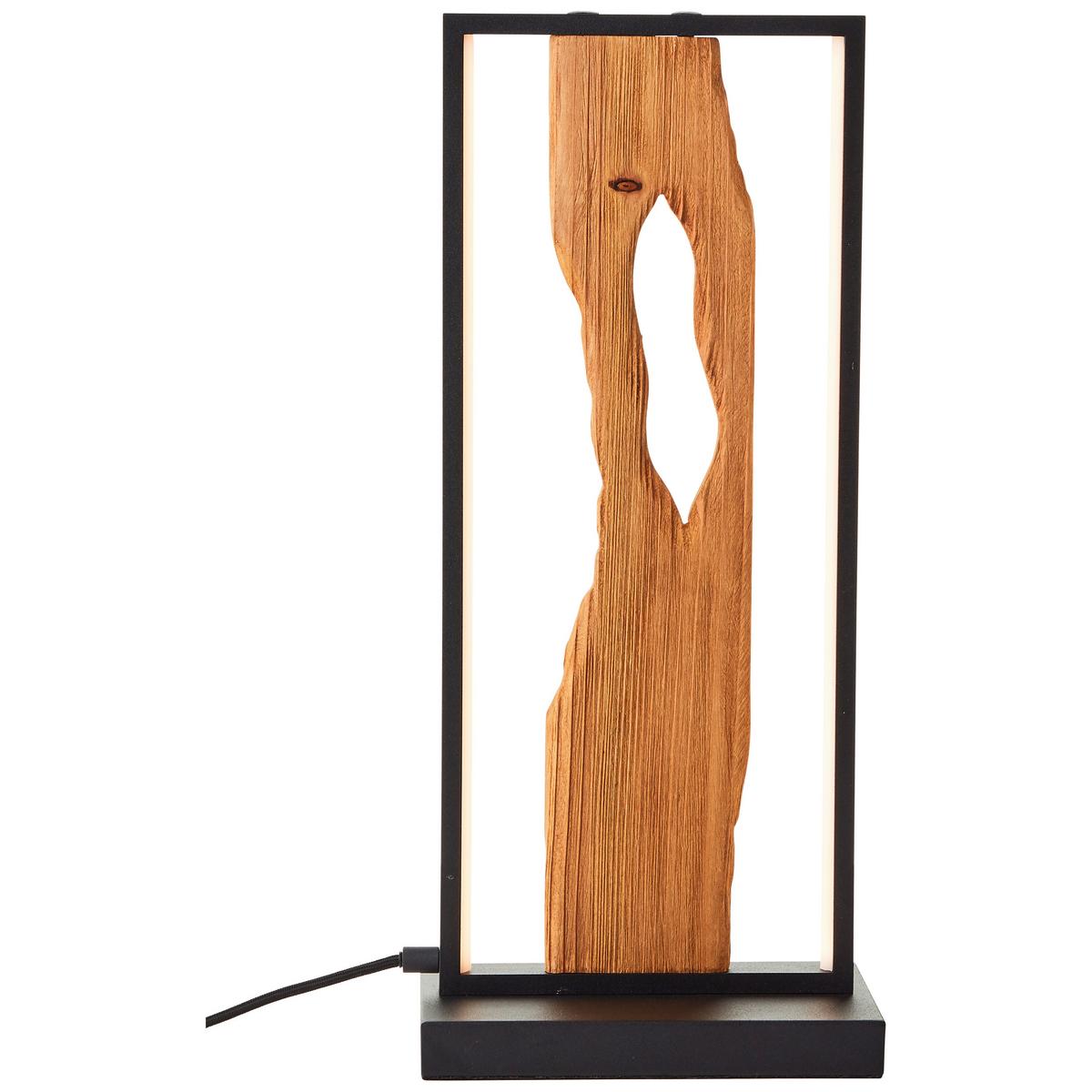 LED-Tischlampe Chaumont Braun/ Schwarz mit Schnurschalter - Schwarz/Braun, Design, Holz/Metall (22/15/50cm) - Brilliant