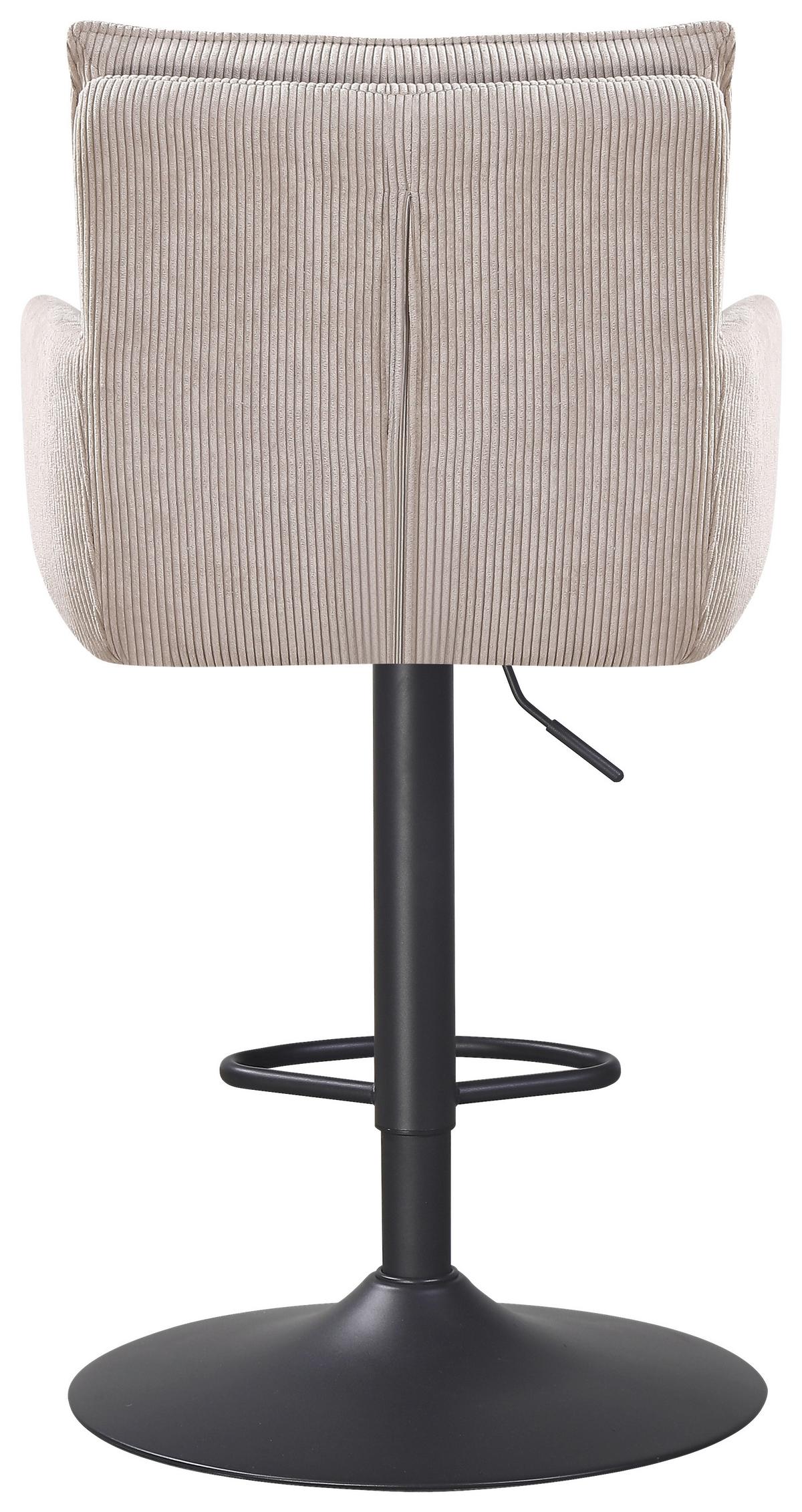 Barhocker Kai Grau höhenverstellbar mit Lehne - Schwarz/Grau, KONVENTIONELL, Textil/Metall (57/100-121/57cm) - MID.YOU