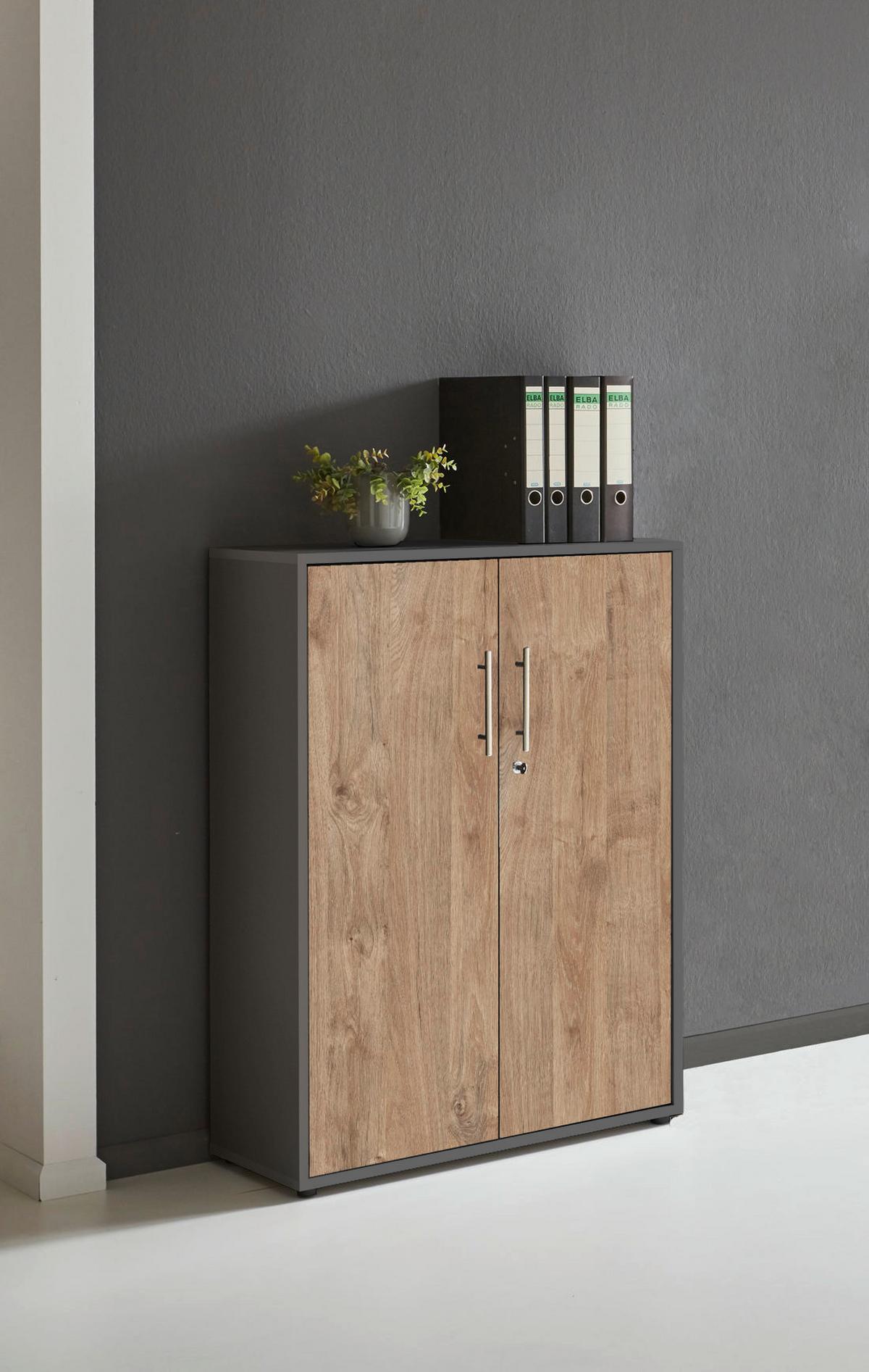AKTENSCHRANK OFFICE EDITION - Eichefarben/Anthrazit, MODERN, Holzwerkstoff (84,4/113,6/33cm) - MID.YOU