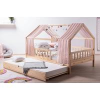 Hausbett Kim Naturfarben/Altrosa 100x200cm - Altrosa/Naturfarben, MODERN, Holz/Textil (100/200cm) - Livetastic