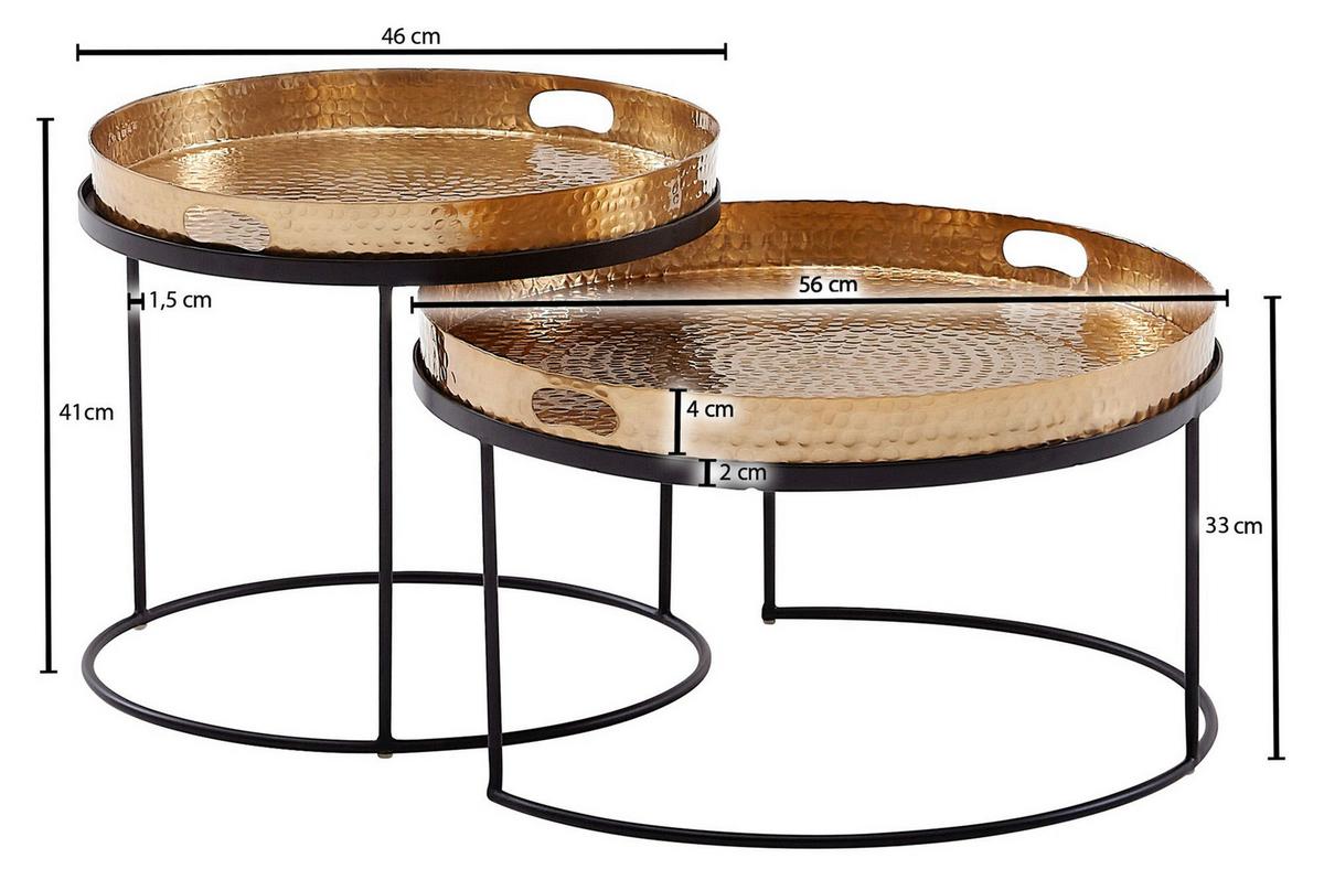 Couchtischset Wohnling Goldfarben B:46 cm - Goldfarben/Schwarz, MODERN, Metall (46/46/41cm) - MID.YOU