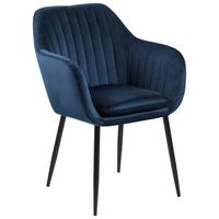 Židle s područkami EMILIA tmavě modrá - černá/tmavě modrá, Trend, kov/textil (57/83/59cm) - Ambia Home