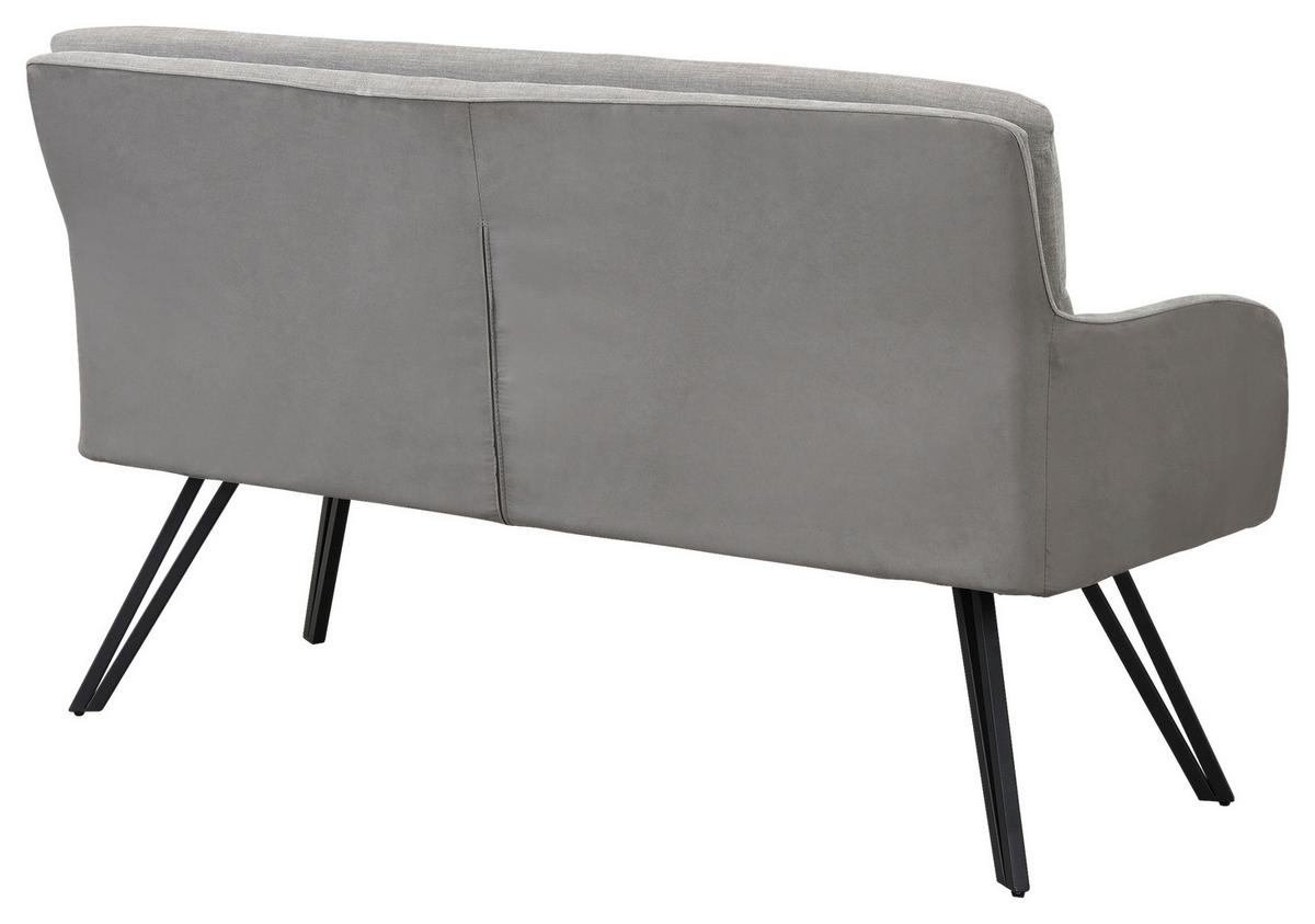 Sitzbank Tino - Hellgrau/Schwarz, MODERN, Textil/Metall (140/94/67cm) - MID.YOU