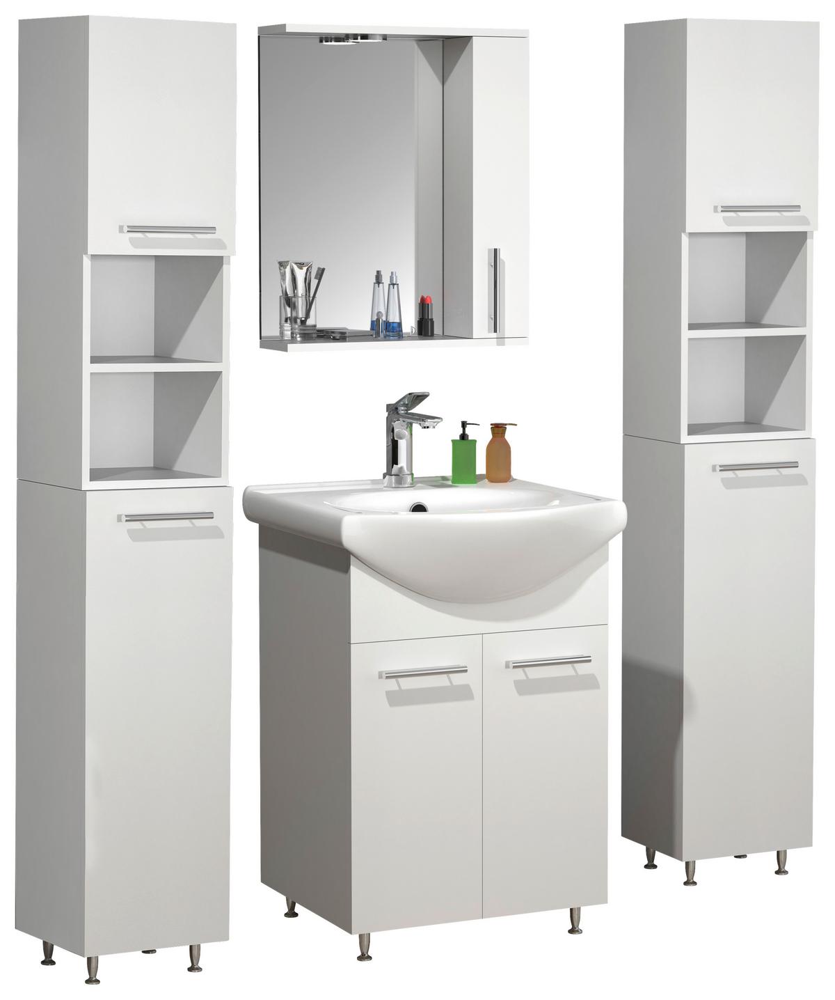 Badezimmer Lisalo M - Silberfarben/Weiß, MODERN, Glas/Keramik (110cm) - MID.YOU