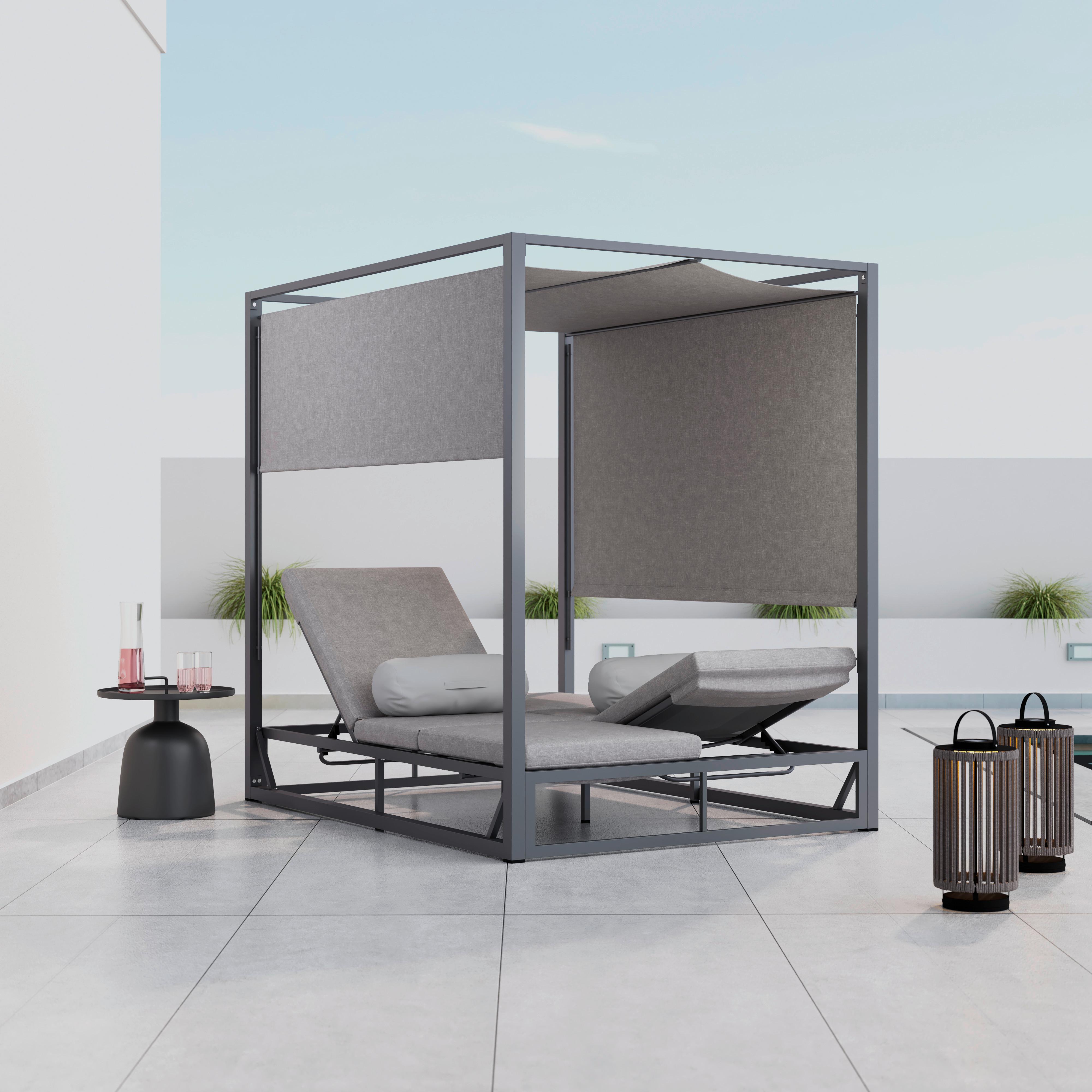 ZAHRADNÍ LEHÁTKO AVIVA - světle šedá, Moderní, kov/textil (148/196/200cm) - Bessagi Garden