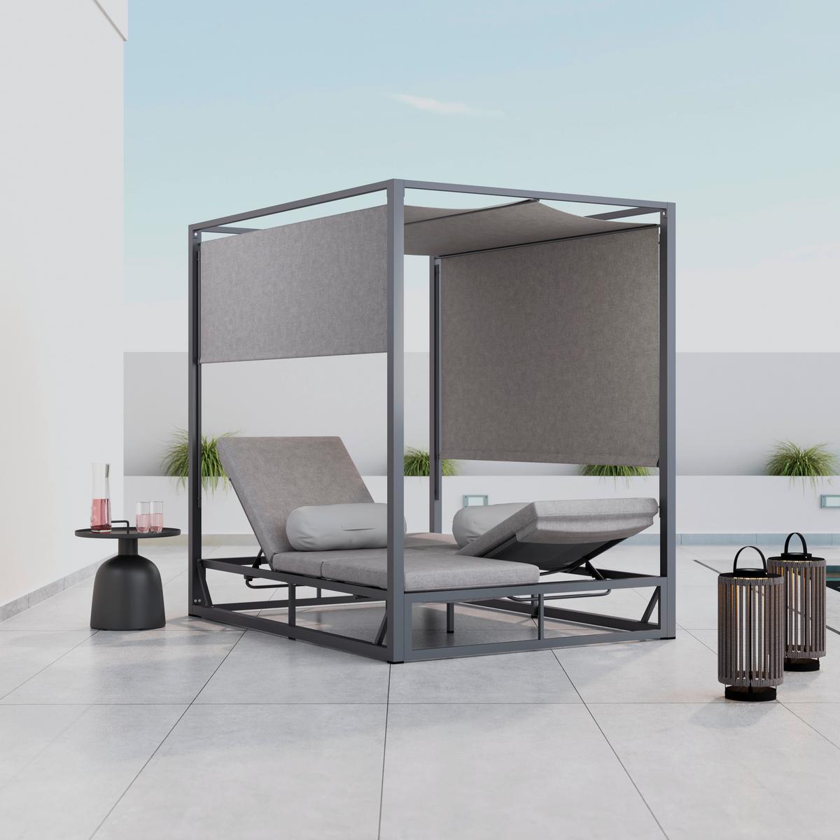 ZAHRADNÍ LEHÁTKO AVIVA - světle šedá, Moderní, kov/textil (148/196/200cm) - Bessagi Garden