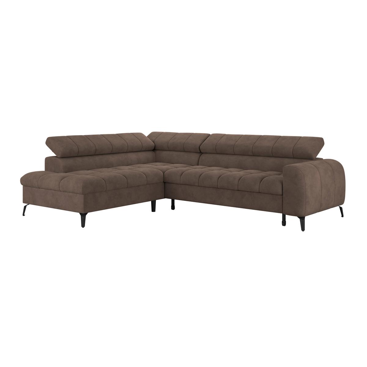 Ecksofa Volf Links New Braun, S: 203x261 Cm - Schwarz/Braun, Trend, Kunststoff/Textil (203/261cm)