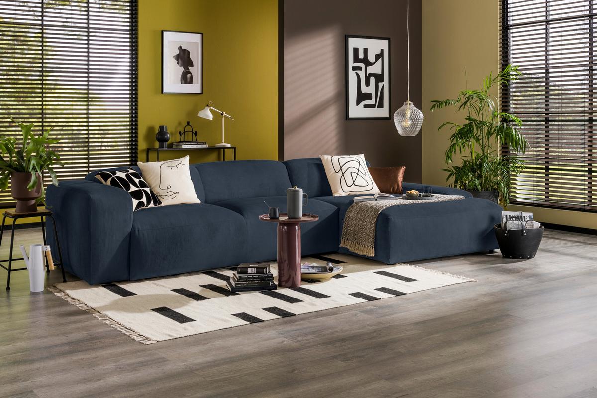 Ecksofa Hannah Blau 343x170 cm - Blau/Schwarz, Design, Textil (343/170cm) - MID.YOU