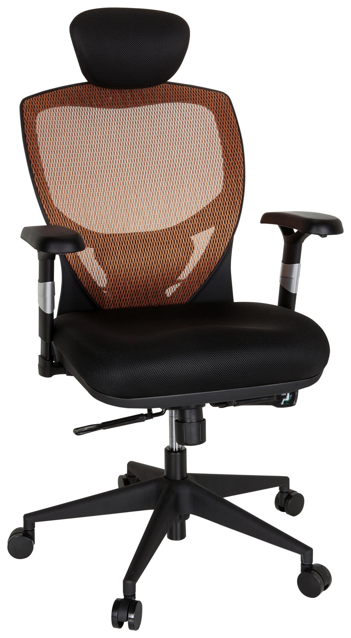 Bürostuhl Venus Base Orange/schwarz Bis 120 Kg - Schwarz/Orange, Basics, Kunststoff/Textil (66/117/65cm) - MID.YOU