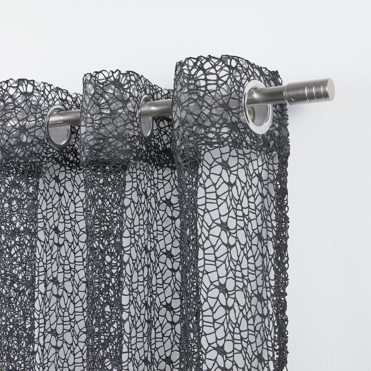 ZÁVES S OČKAMI ASTRID, 140/245 cm - čierna, Modern, textil (140/245cm) - Modern Living