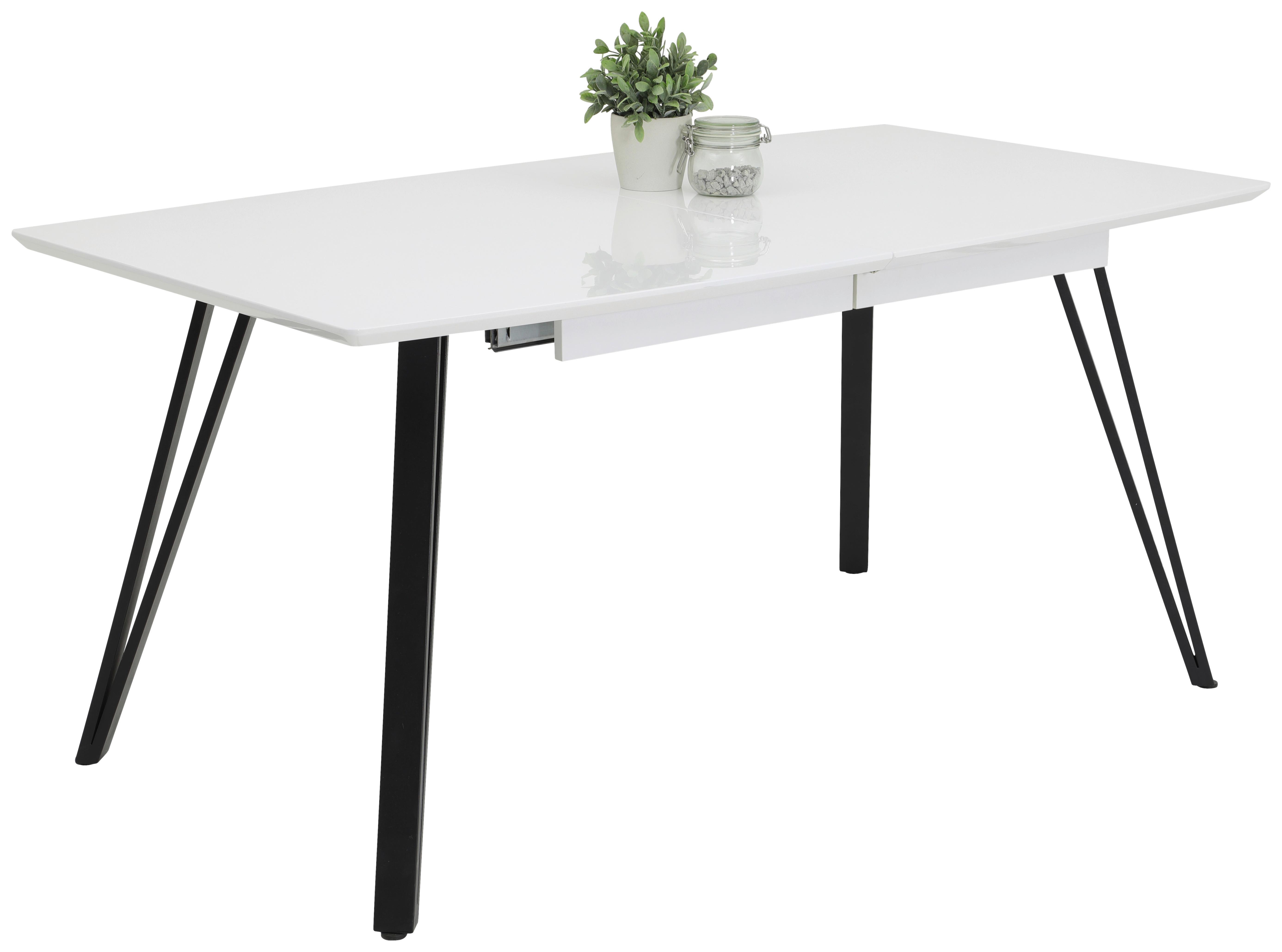 Výsuvný Stůl Isabella 160 Az - bílá/černá, Moderní, kov/kompozitní dřevo (160/76/90cm)