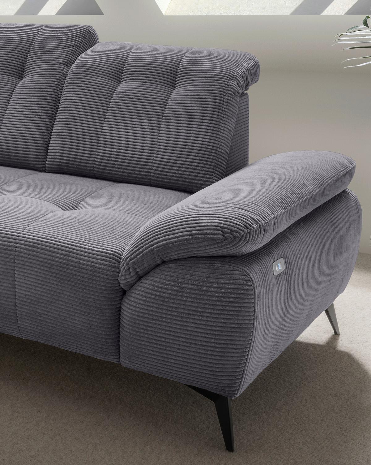 Ecksofa Fiore, Grau S: 200x272 cm - Schwarz/Grau, MODERN, Textil (200/272cm) - Livetastic