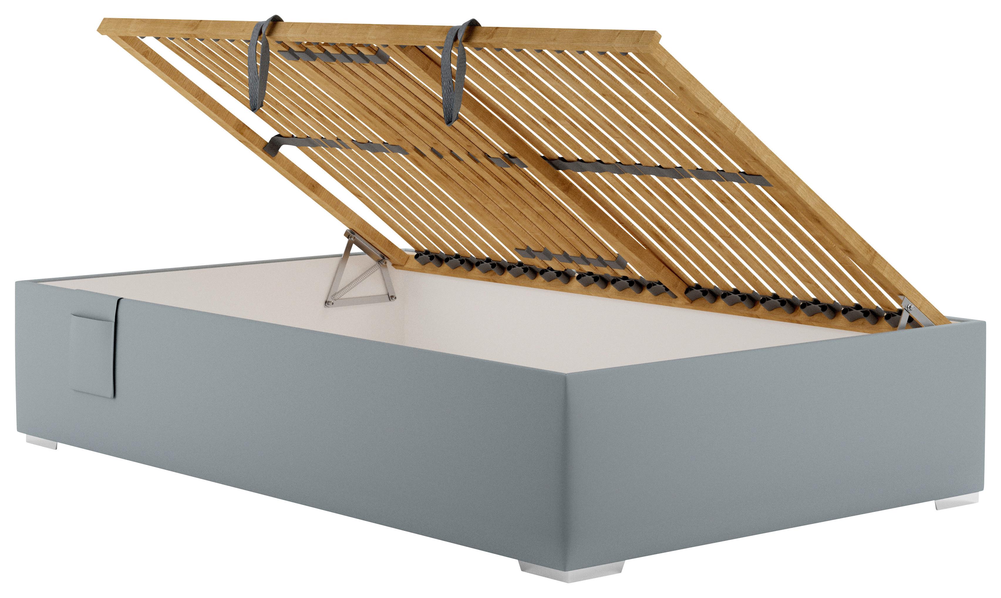 Polsterbett Remi - Chromfarben/Hellgrau, MODERN, Holz/Textil (140/200cm)