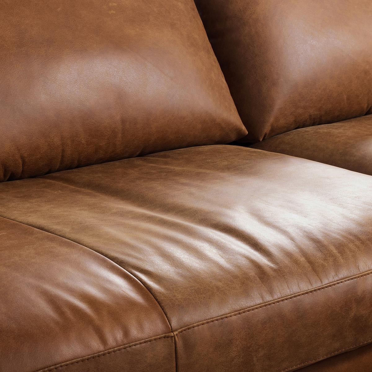 Ecksofa Berlin Cognac S: 313 cm - Cognac/Schwarz, Design, Leder (313/172cm) - Livetastic