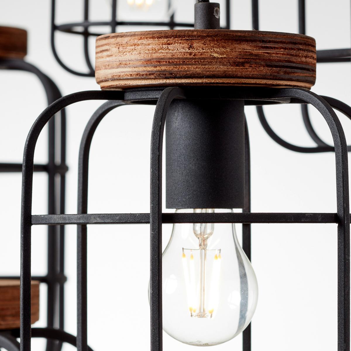 Hängeleuchte Gwen H: 165 cm 3-Flammig, höhenverstellbar - Schwarz/Braun, Design, Holz/Metall (42/165cm) - Brilliant
