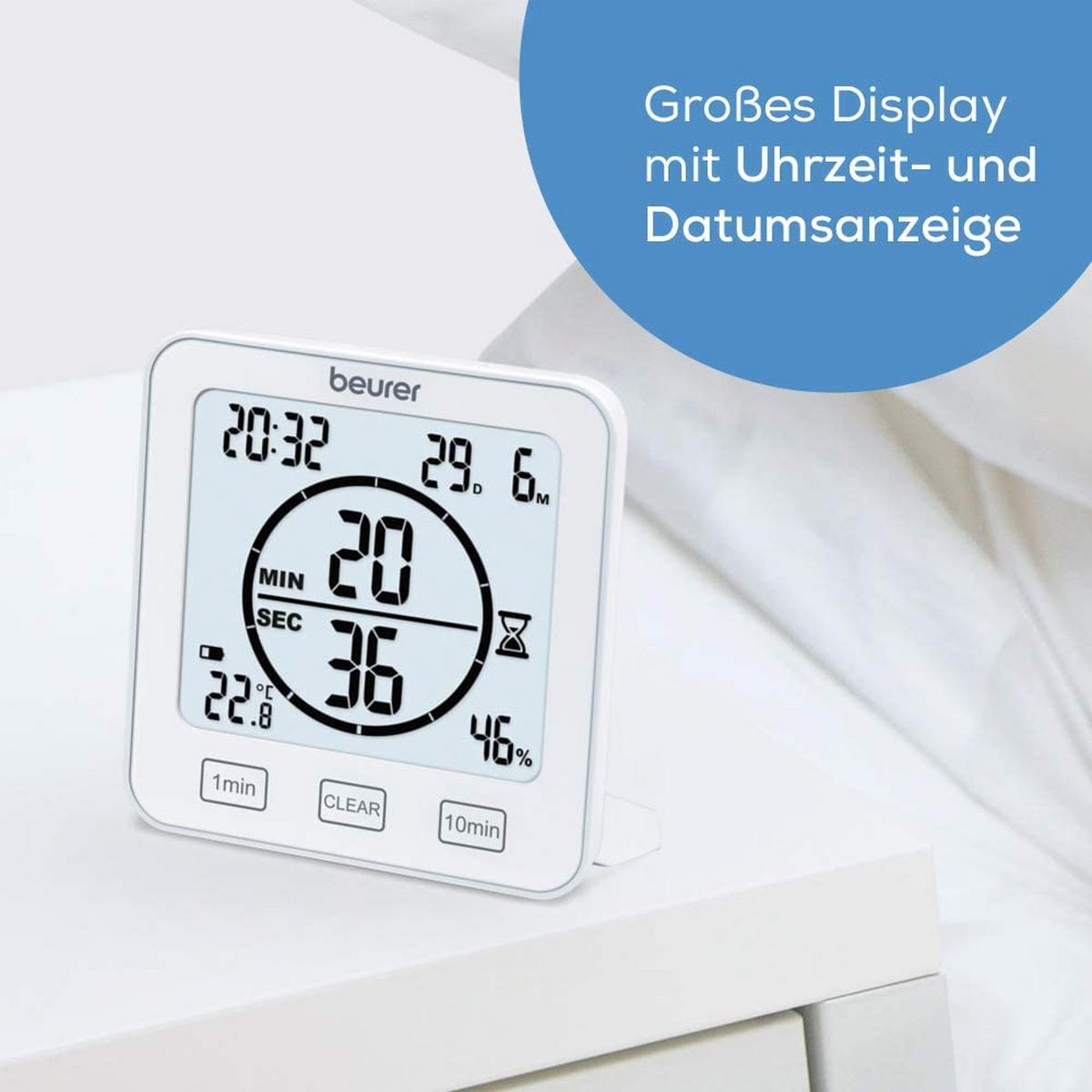 Funkwetterstation Hm 22 Weiß Digital - Weiß, Basics, Kunststoff (10,6/10,9/2,9cm) - Beurer